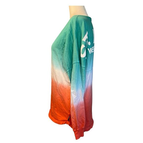 Spirit Jersey St Lucia Green Orange Ombre Oversize Long Sleeve Shirt XS - Picture 3 of 6